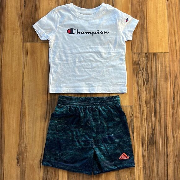 NEW Adidas Shorts And Champion Tee - Picture 1 of 4